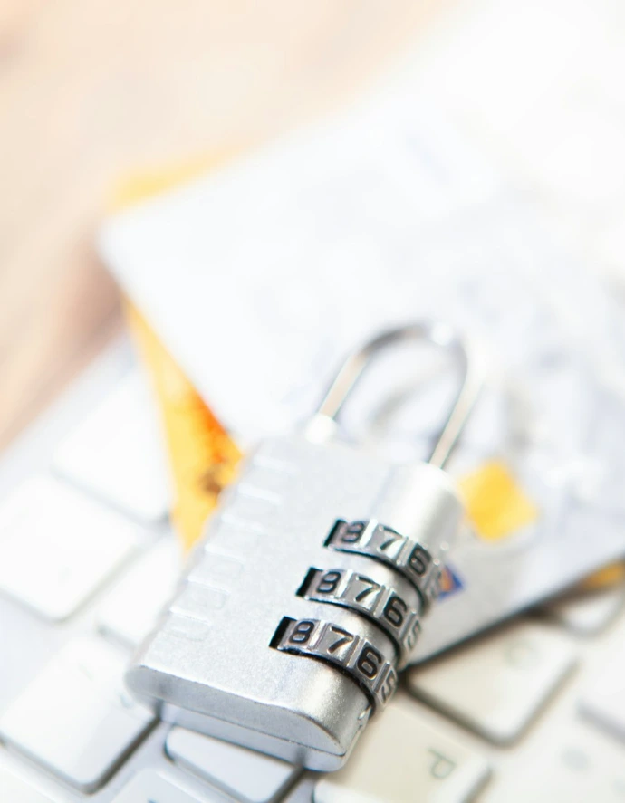 Combination lock on credit cards and keyboard